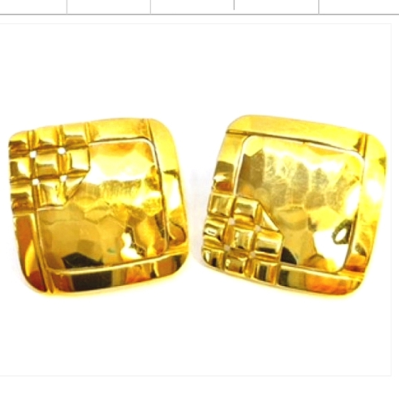 Gucci 18K YG Hand Hammered Earrings friction posts - Picture 3 of 3